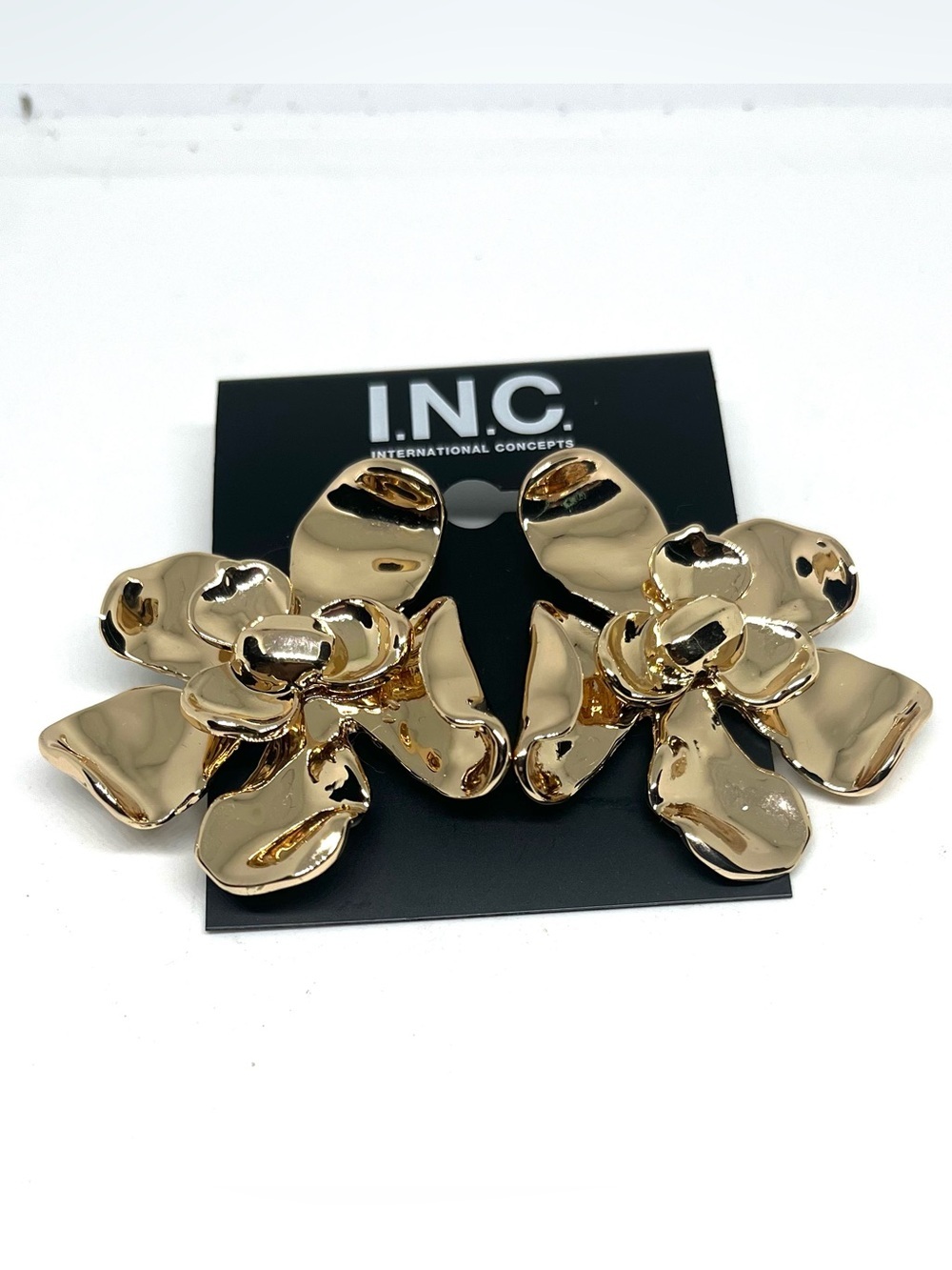 I.N.C. Gold Floral Statement Earrings, New